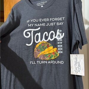 Gray Graphic T-Shirt with Taco Print